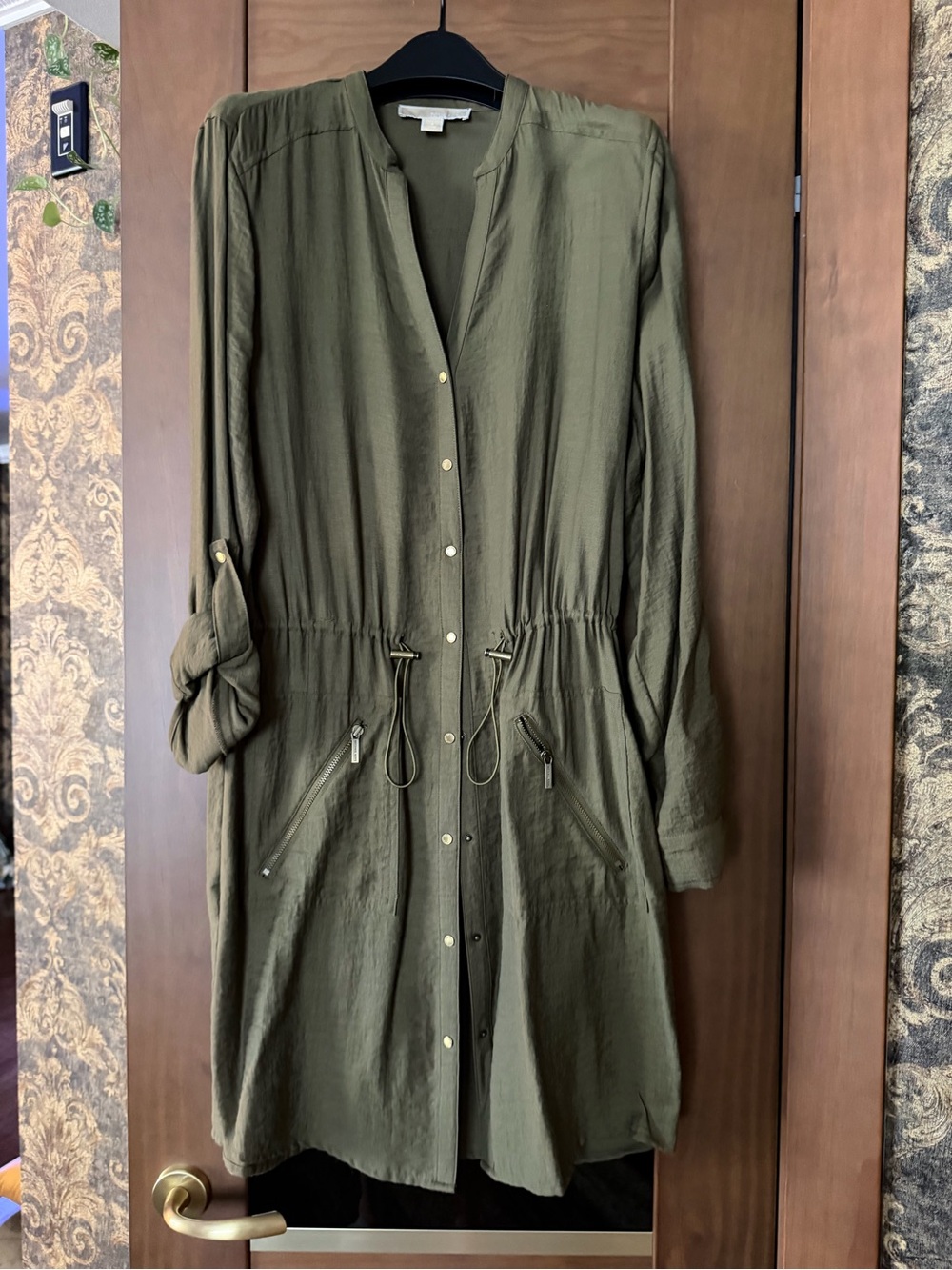 Michael Kors Olive Green Midi Shirt Dress